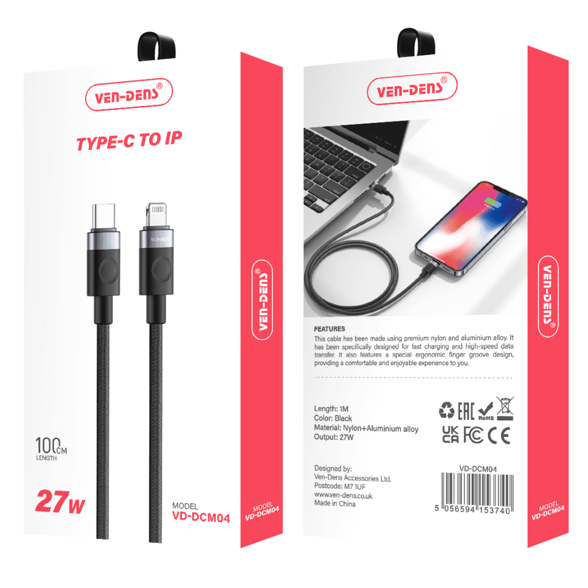 27W USB C to Lightning Cable | Heat-Resistant & Fast Charging | VD-DCM04 - Image 2