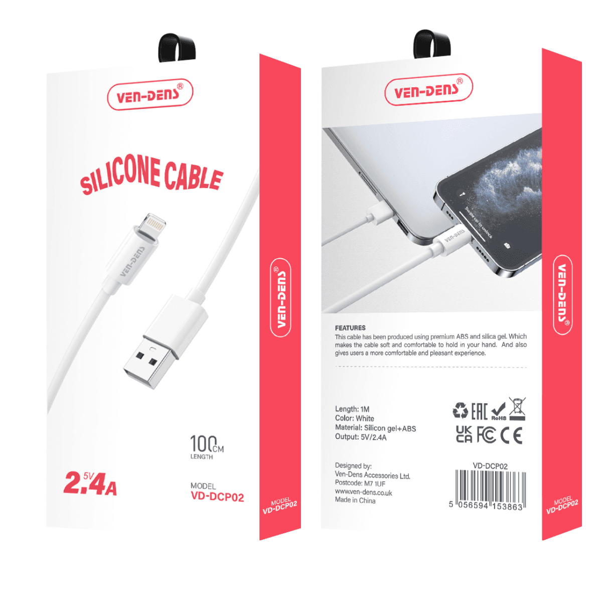 Silicone USB A to Lightning Cable | Heat-Resistant & Fast Charging | VD-DCP02 - Image 2
