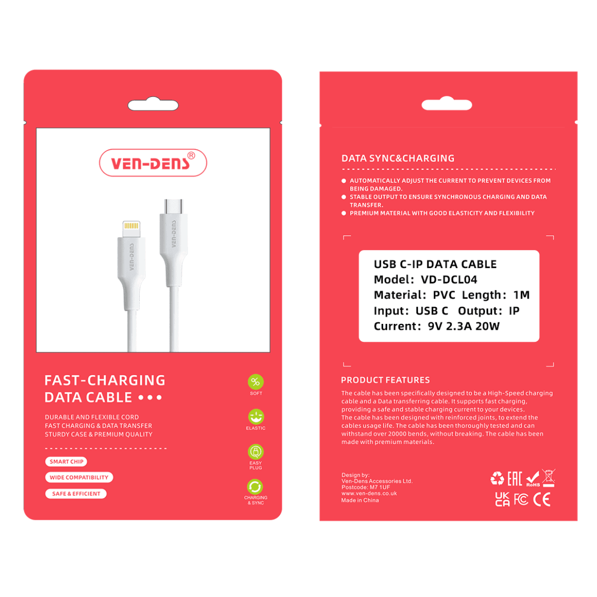 Fast Charging USB C to Lightning Cable | Heat-Resistant & 9.5V Output | VD-DCL04 - Image 2