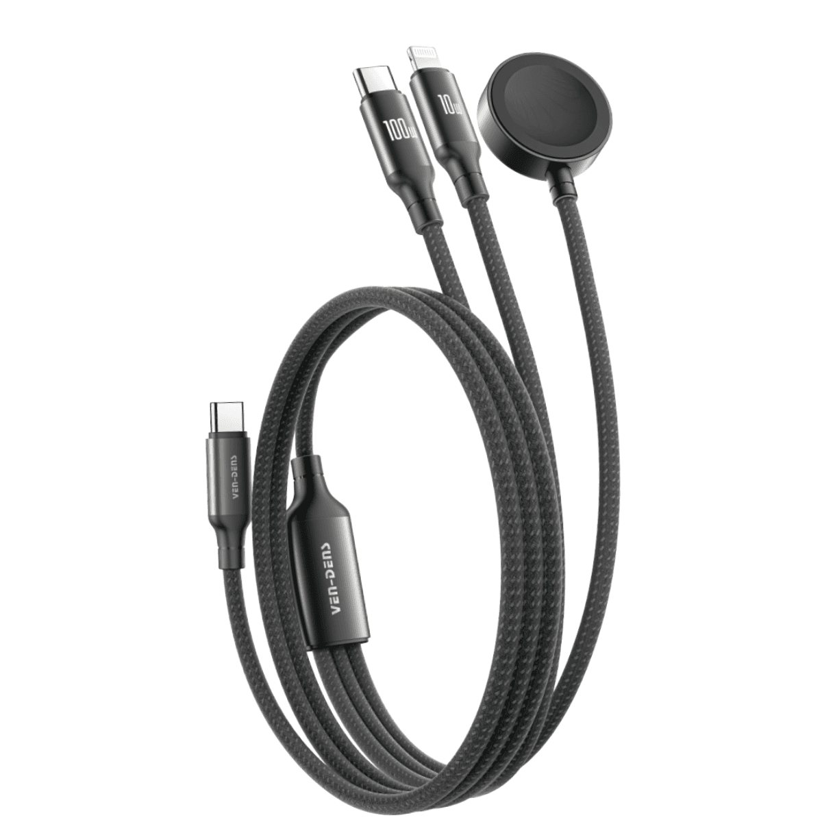 3-in-1 Type-C to Type-C, iWatch & iPhone Data Cable (100W Max) | Wireless-Style Charging & New Fashion | VD-WLC019 - Image 1