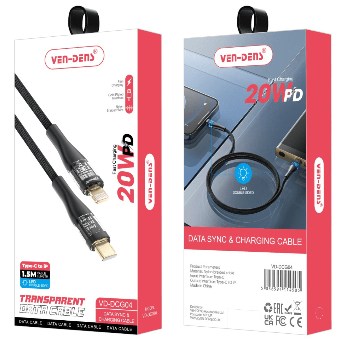 Transparent Aesthetics USB C to Lightning Cable | Fast Charging & Heat-Resistant | VD-DCG04 - Image 2