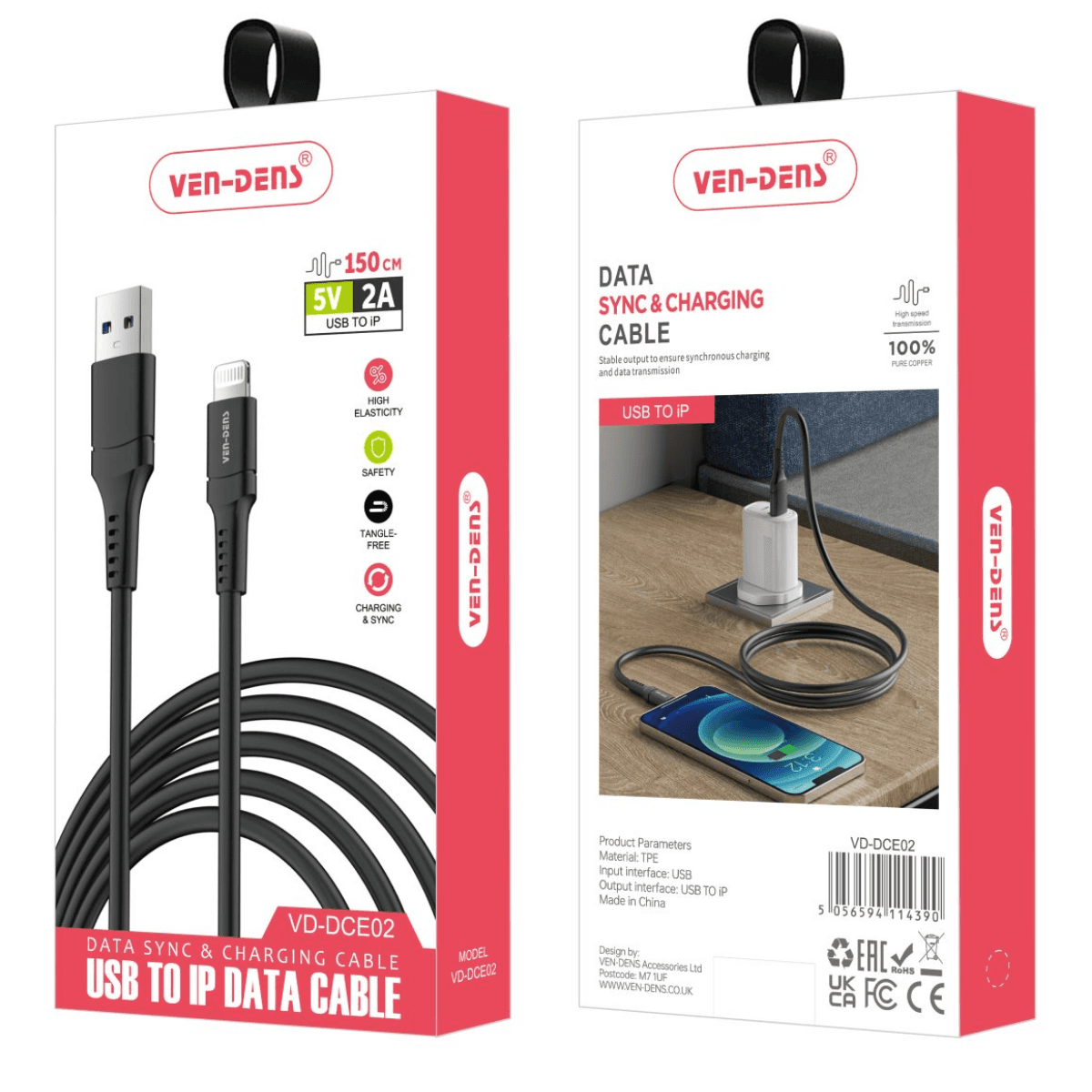 Data Sync & Fast Charging USB A to Lightning Cable | 9.5V Output & Heat-Resistant | VD-DCE02 - Image 2