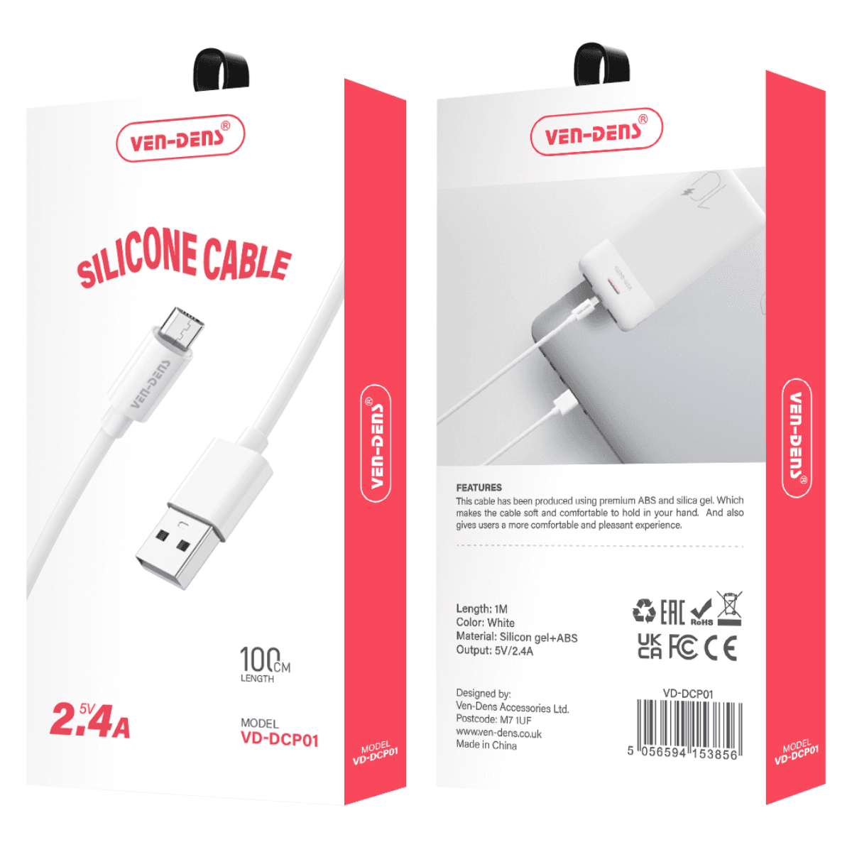 Durable Silicone USB A to Micro USB Cable – Tangle-Free, Safe, and Reliable | VD-DCP01 - Image 2