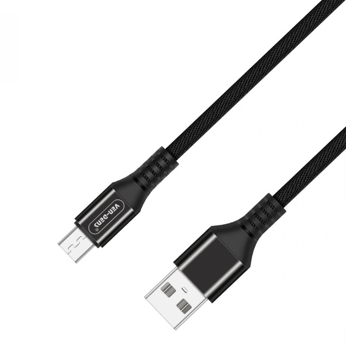 USB to Micro Charging Cable 3A Nylon Cable (Black, 1.5 Metre) – Durable & Safe | VD-0318 - Image 1