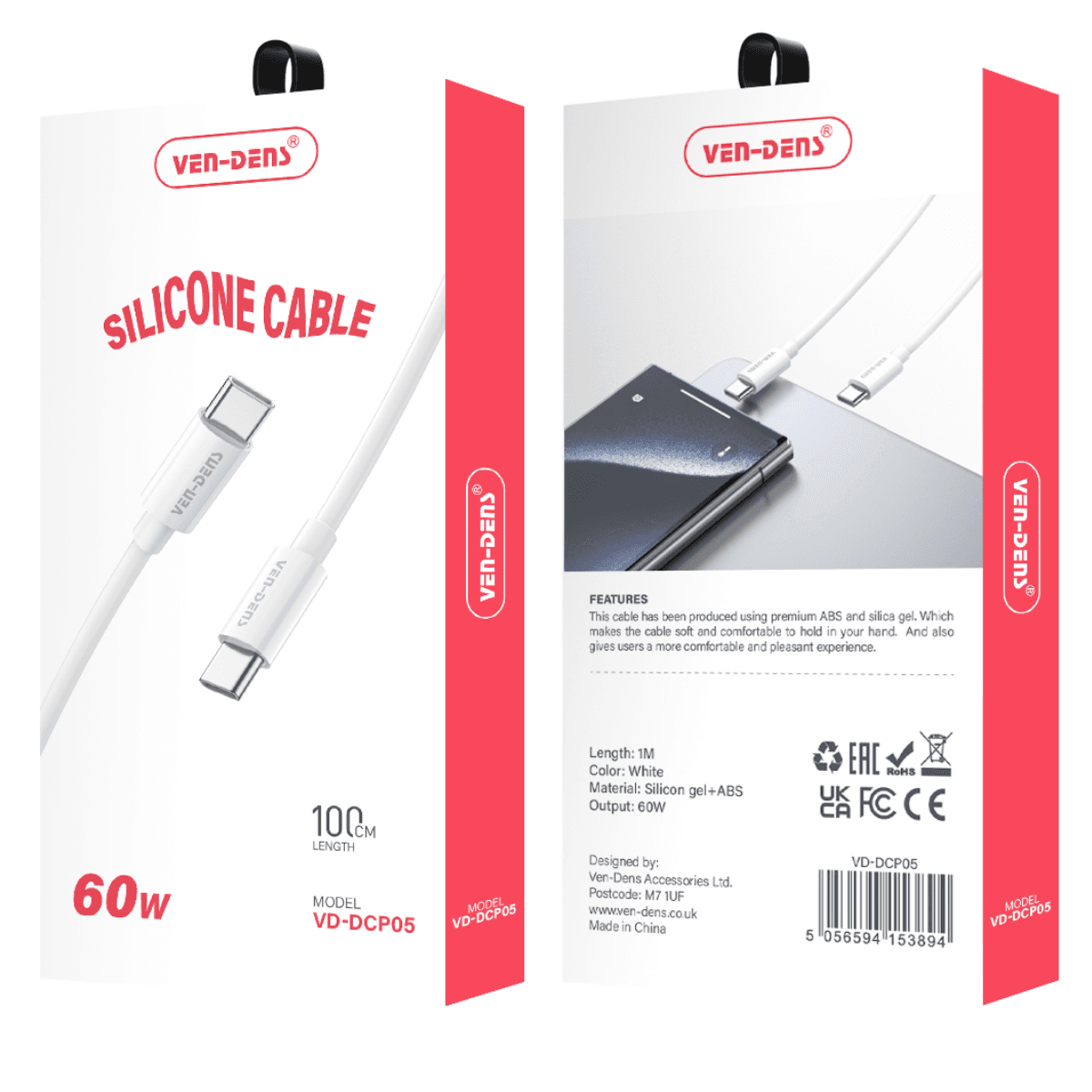 Silicone USB-C to USB-C Cable – Heat-Resistant, Durable, and Fast Charging | VD-DCP05 - Image 2