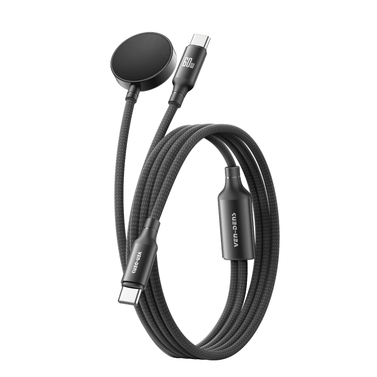 2-in-1 Type-C to Type-C + iWatch Data Cable (60W Max) – Wireless Comfort & Sleek Design | VD-WLC020 - Image 1