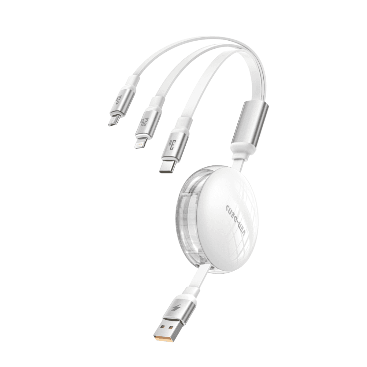 3-in-1 15W Max Multi-Support Charging Cable – USB-A to Micro, iP, and Type-C with 480Mbps Data Transfer | VD-DCA07 - Image 1