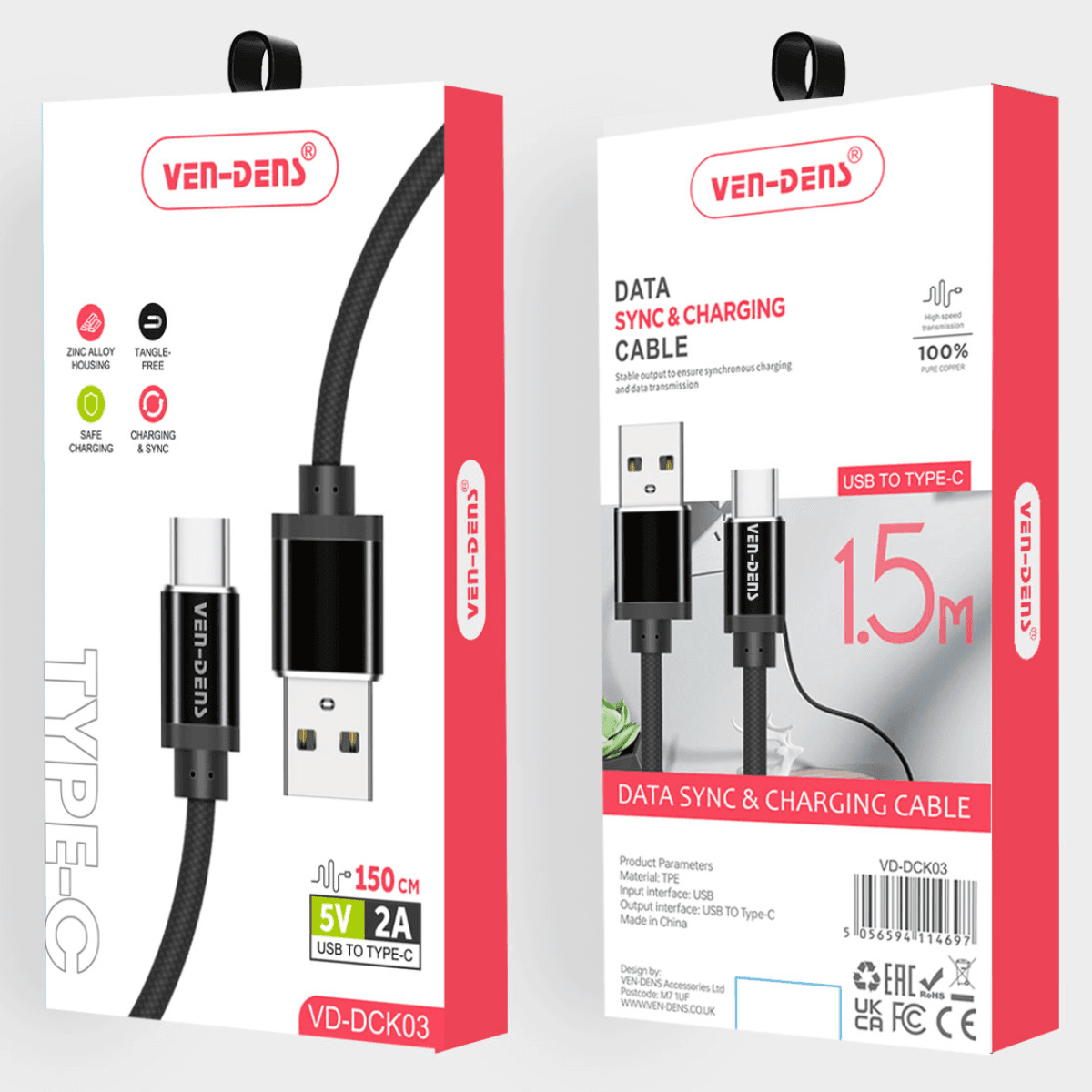 Data Sync & Fast Charging USB-C to USB-C Cable – Durable, Heat-Resistant, and High-Performance | VD-DCK03 - Image 2