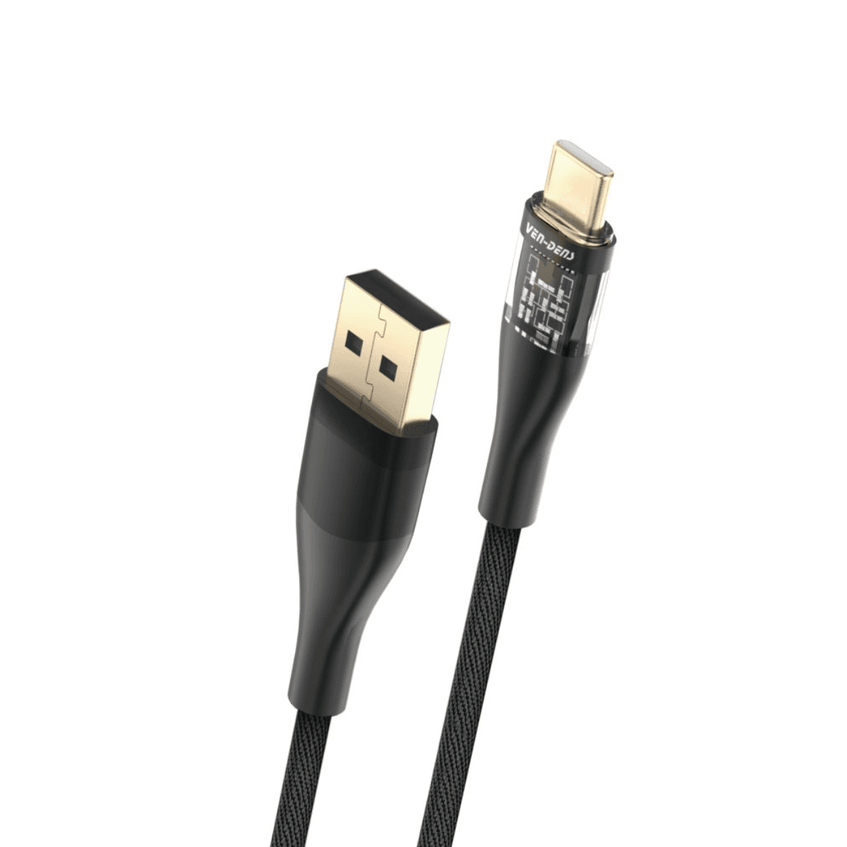 Transparent Aesthetic USB A to Type-C Fast Charging & Data Sync Cable – Durable, Heat-Resistant, and Stylish | VD-DCG03 - Image 1