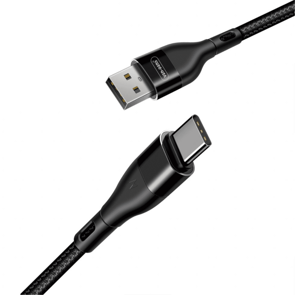 USB to Type-C Charging Cable 3A Nylon Braided (1.5 Meter, Black) – Durable & Reliable | VD-0315 - Image 1