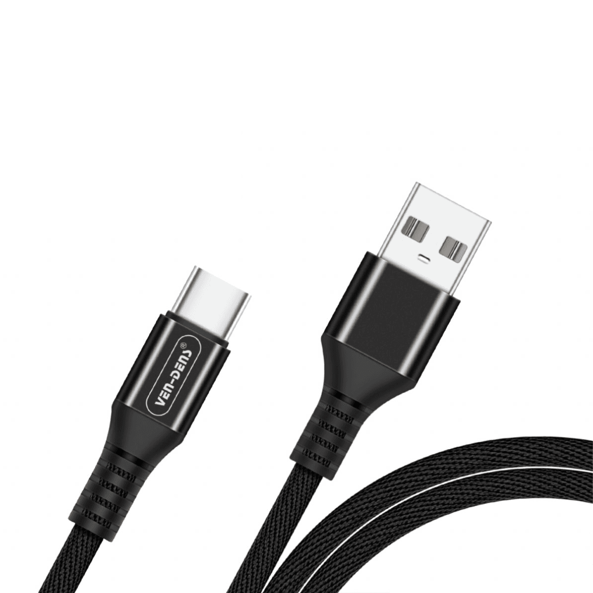 USB to Type-C Charging Cable 3A Nylon Braided (1.5 Meter, Black) – Fast Charge & High-Speed Sync | VD-0320 - Image 1