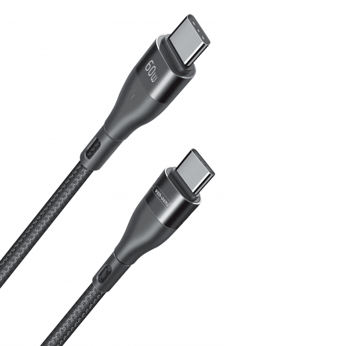 60W Type-C to Type-C Charging Cable (1.5 Meter, Black) – Fast Charging & Data Transfer | VD-DC0021 - Image 1