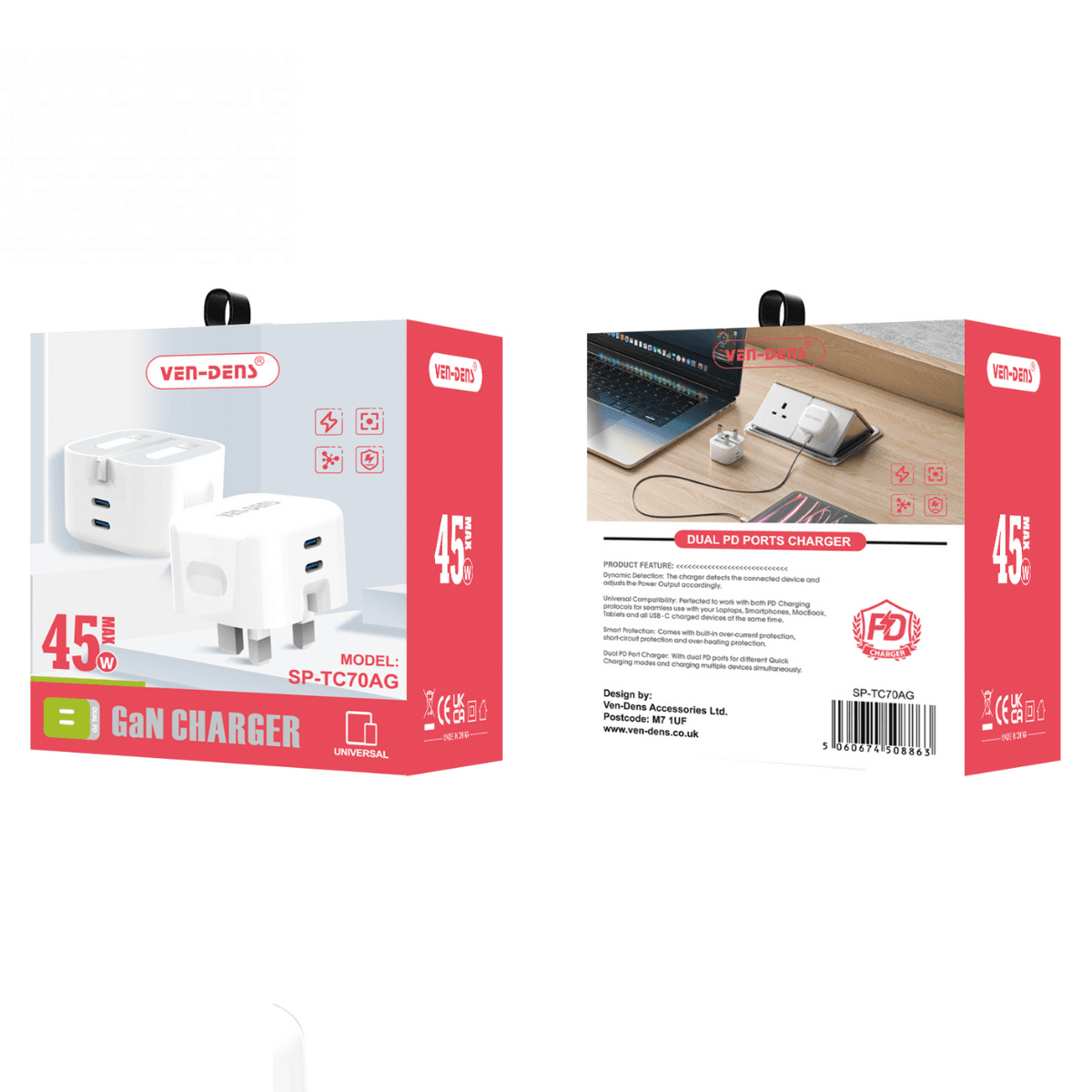 45W GaN Dual Port Charger Plug (SP-TC70AG) – Smart, Fast, and Universal | SP-TC70AG - Image 2