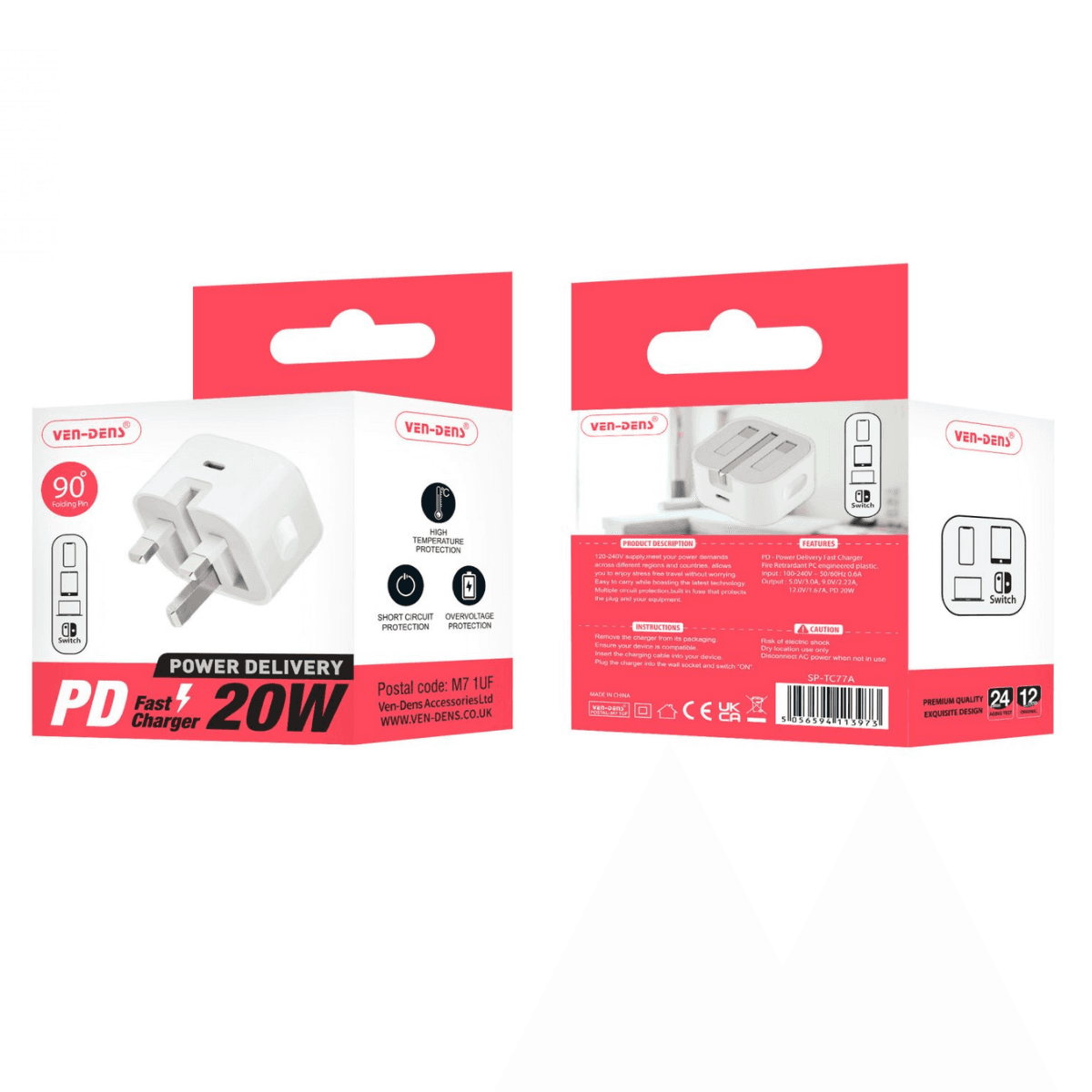 PD 20W Fast Charger with Folding Plug (SP-TC77A) – Compact, Safe, and Travel-Friendly | SP-TC77A - Image 2