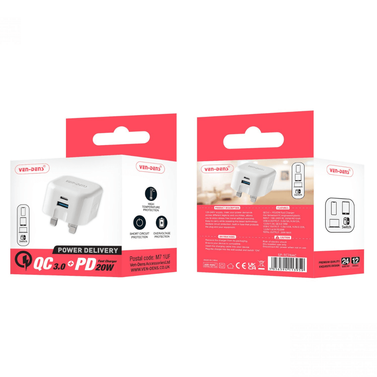 Dual Port QC 3.0 + PD 20W Fast Charger Wall Plug – Compact, Safe, and Travel-Ready |  SP-TC78AC - Image 2