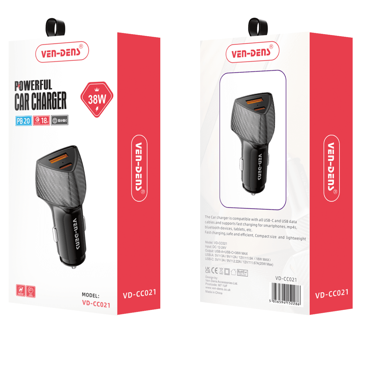 38W Dual Port Powerful Car Charger – Fast, Safe, and Versatile | VD-CC021 - Image 2
