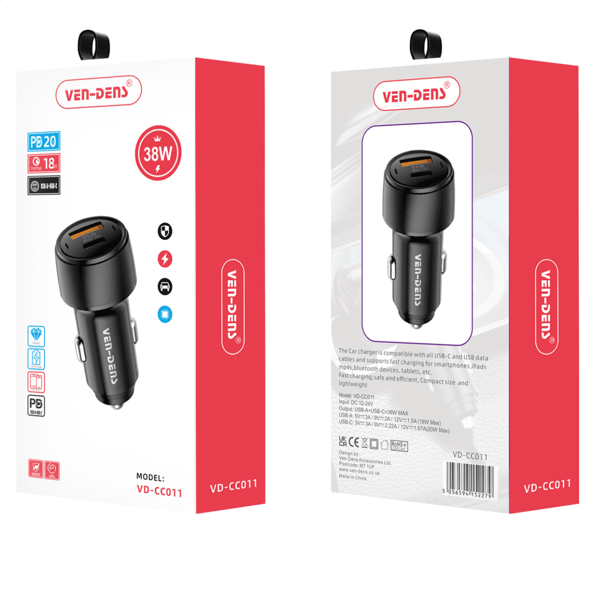 38W Dual Port Car Charger – High-Efficiency, Safe, and Versatile |  VD-CC011 - Image 2