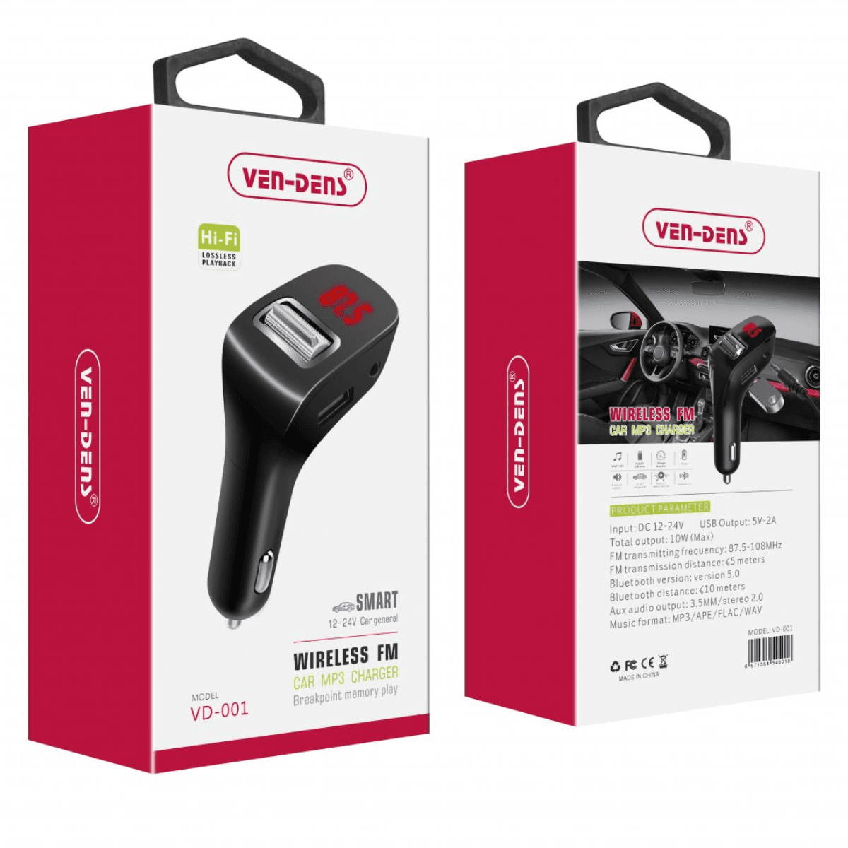 Car Charger and Bluetooth FM Player with USB and Aux Port – Music, Hands-Free Calling, and Reliable Charging |  VD-001 - Image 2