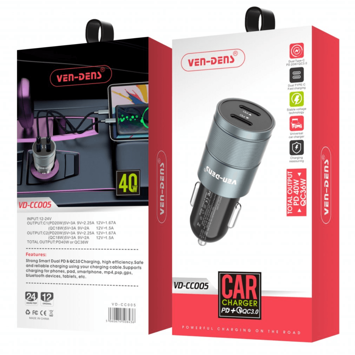 Car Charger PD + QC 3.0 – High-Efficiency, Dual Fast Charging Solution | VD-CC005 - Image 2