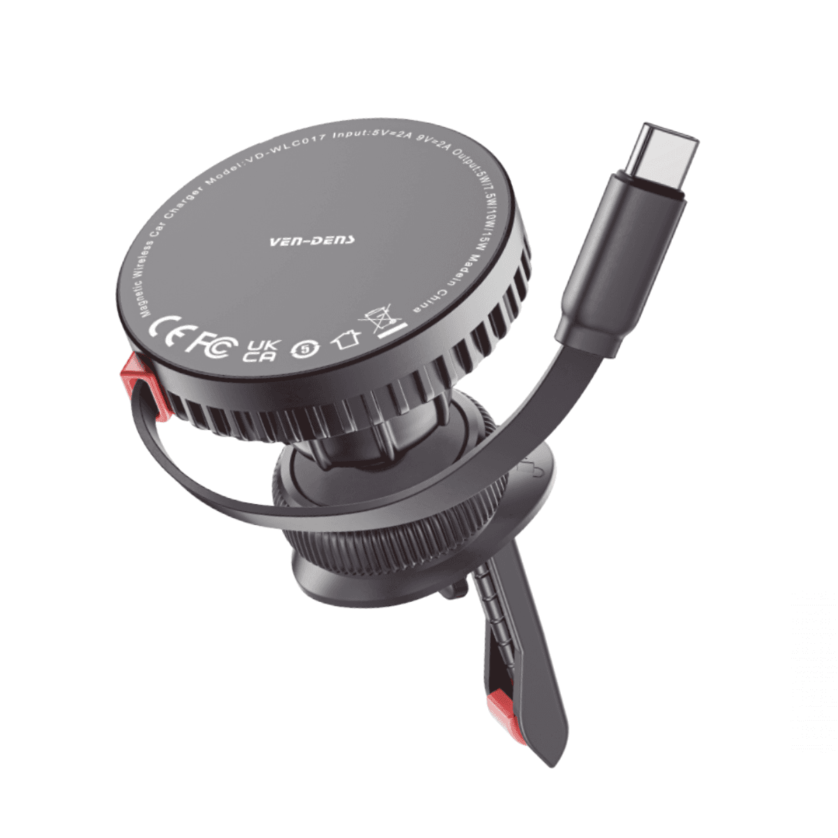 360° Rotation Magnetic Wireless Car Charger with Type-C Cable – Stylish, Convenient, and Modern | VD-WLC017 - Image 1