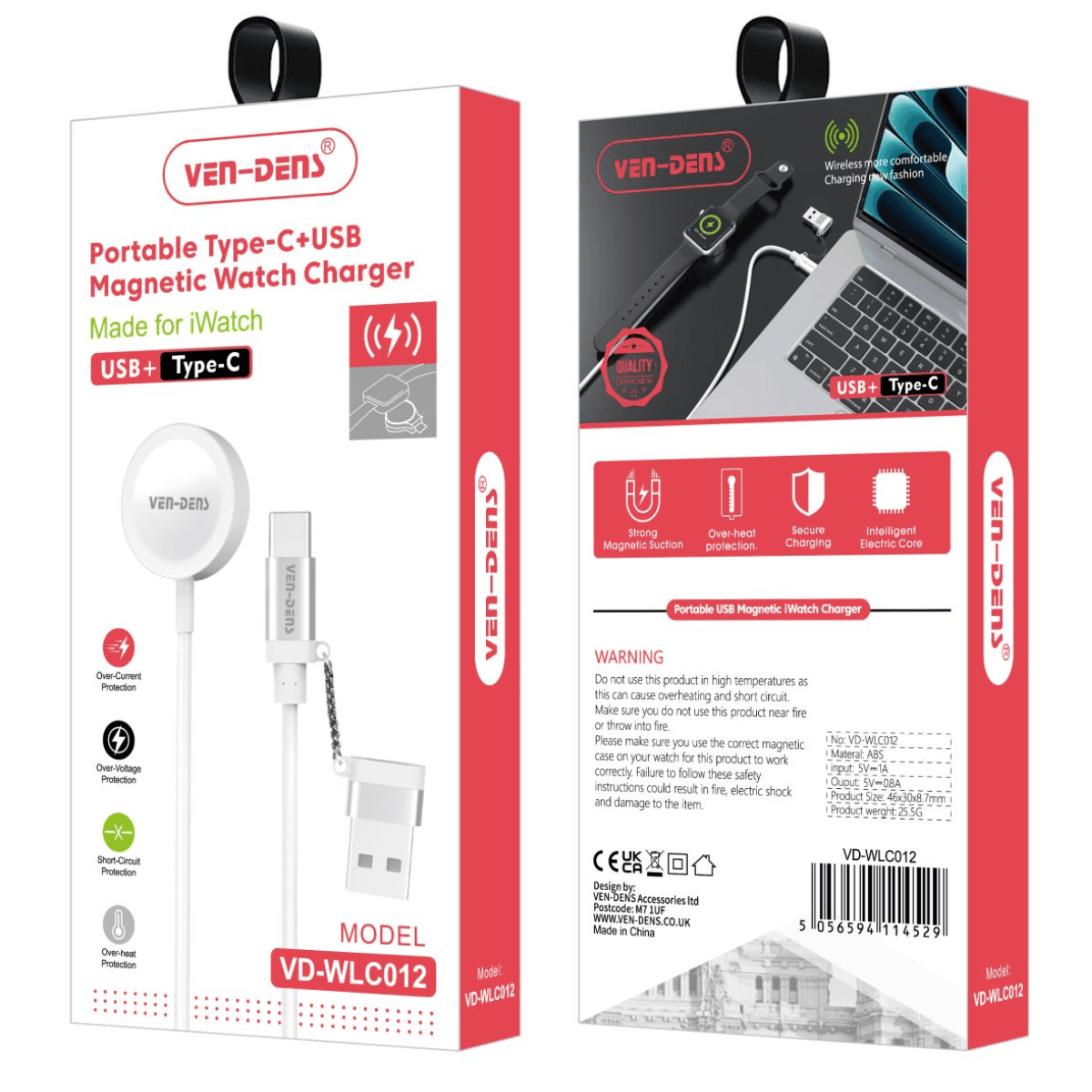 Portable Type C + USB Magnetic Watch Charger – Compact, Efficient, and Durable | VD-WLC012 - Image 2