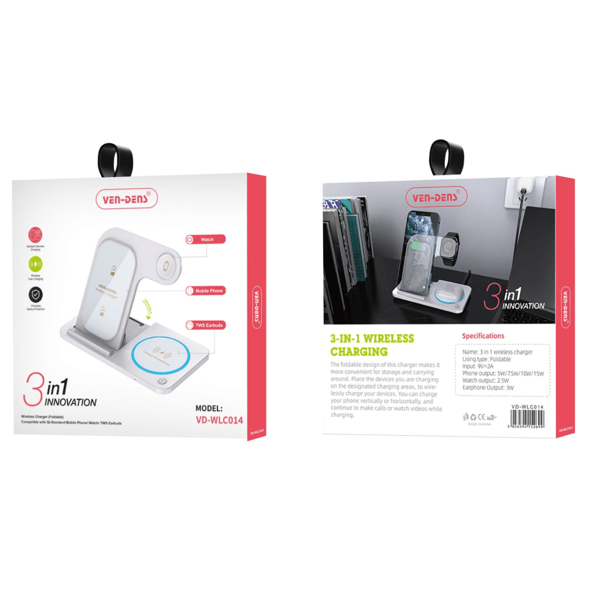 15W 3-in-1 Foldable Wireless Charger (Model WLC014) – Compact, Innovative, and Versatile | VD-WLC014 - Image 2