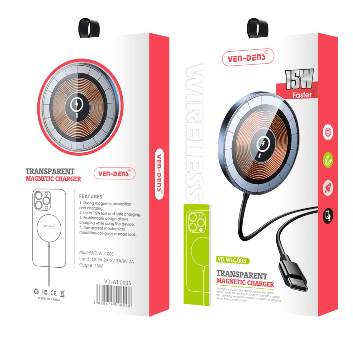 Transparent Magnetic Wireless Charger – Fast, Versatile, and Practical Charging Solution | VD-WLC005 - Image 2