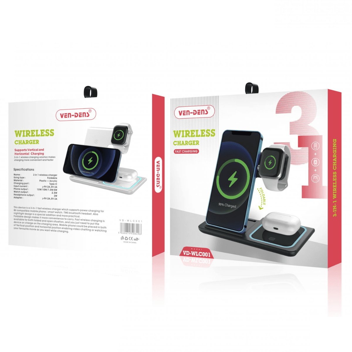 3-in-1 Wireless Charger – Fast, Convenient, and Versatile Charging Solution | VD-WLC001 - Image 2