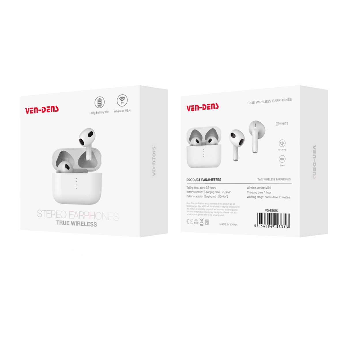 True Wireless Stereo Earphones Bluetooth 5.4 Earbuds – Compact, Fast-Charging & High-Quality Sound | VD-BT015 - Image 2