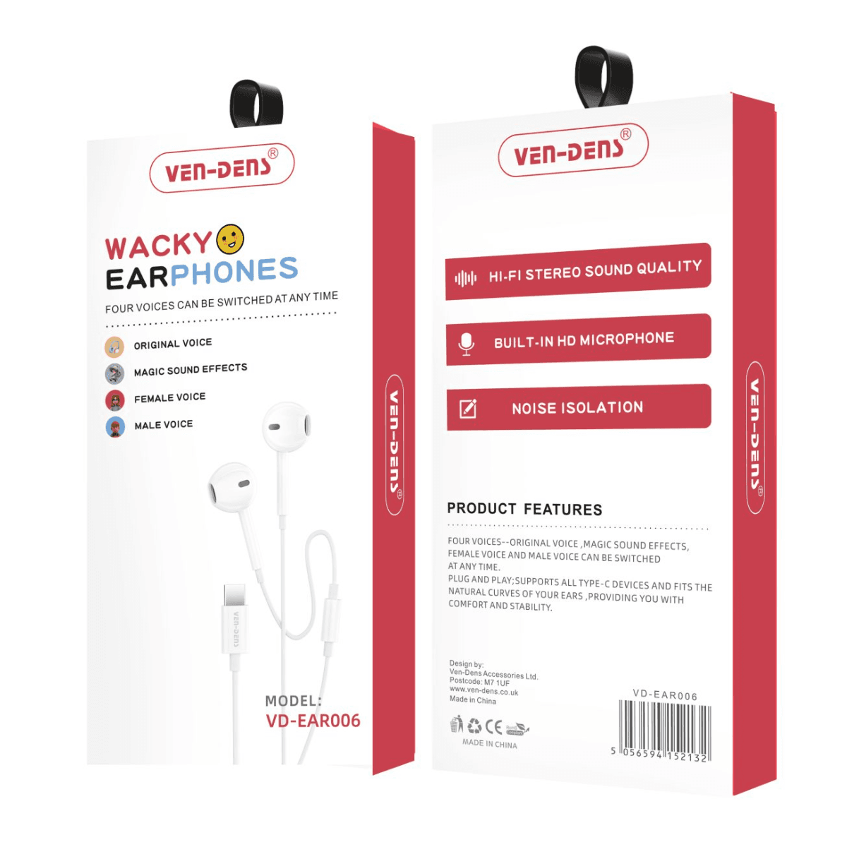 Wacky Voice Changer Type-C Earphones – Fun & High-Quality Audio with 4 Voice Modes | VD-EAR006 - Image 2