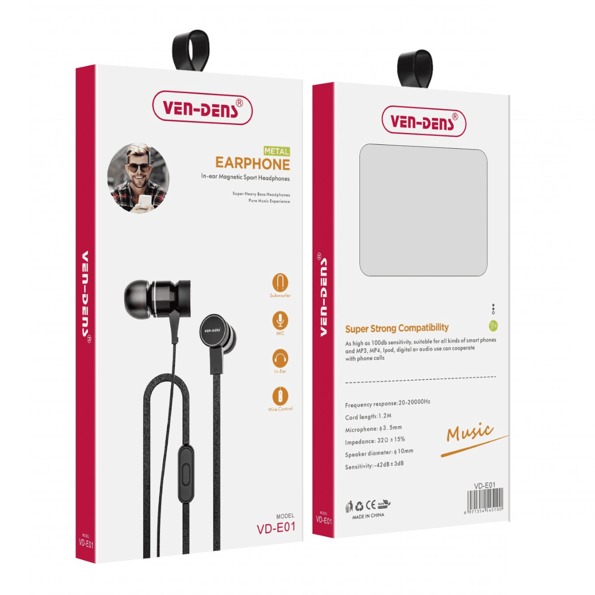 Metal Earphone Sport Headphones – High-Resolution Sound & Durable Design | VD-E01 - Image 2