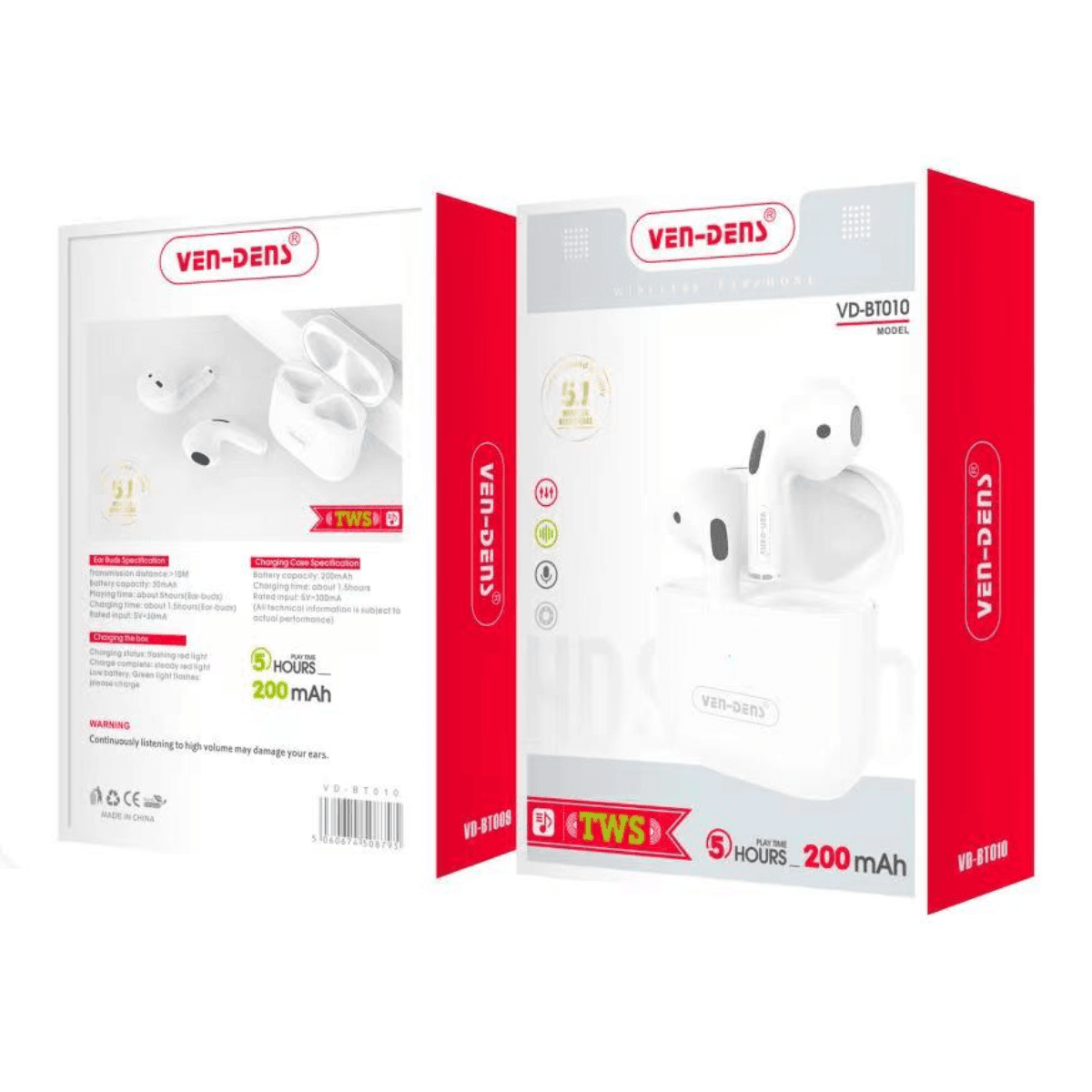 TWS HD Sound Wireless Bluetooth Earbuds with Charging Case – Crystal-Clear Audio & Seamless Connectivity | VD-BT010 - Image 2