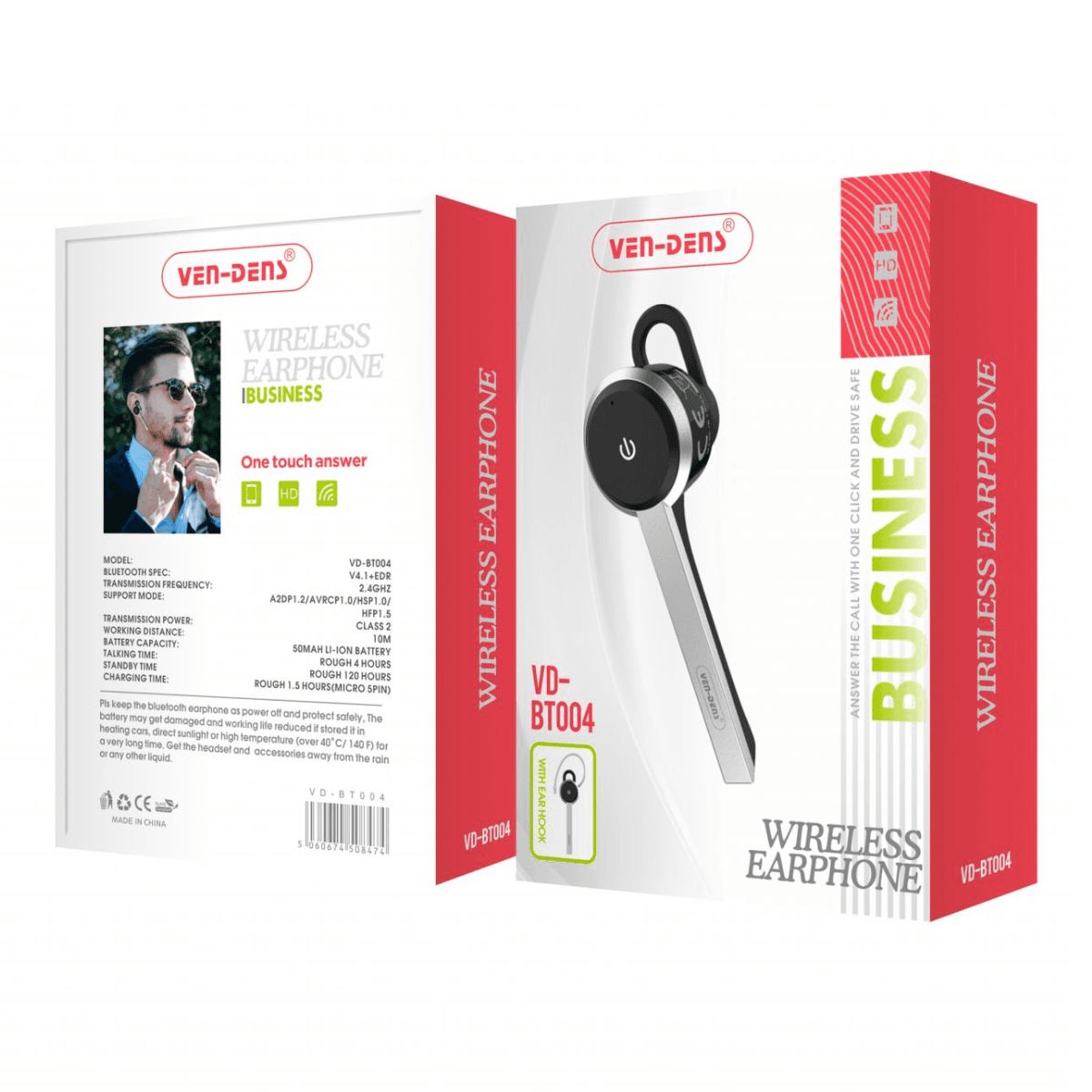 Bluetooth Handsfree Wireless Business Earphones – Premium Call Clarity & Long Battery Life | VD-BT004 - Image 2