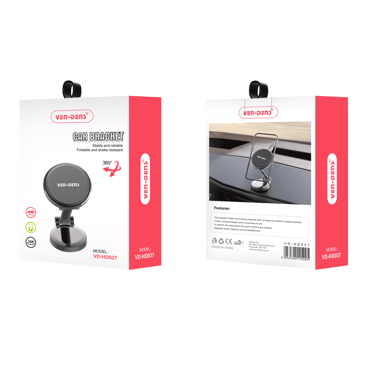 Stable & Reliable Car Bracket – 360° Rotation Magnetic Mount for Secure Phone Grip | VD-HD037 - Image 2