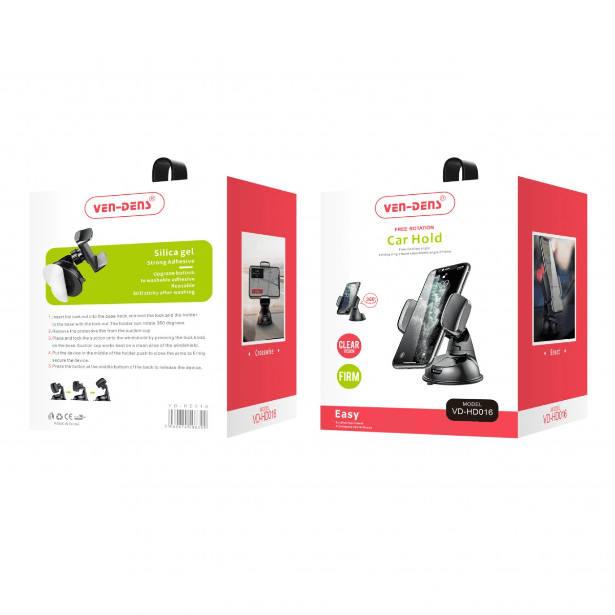 Car Phone Holder – 360° Rotation with Silica Gel Grip & Suction Cup | VD-HD016 - Image 2