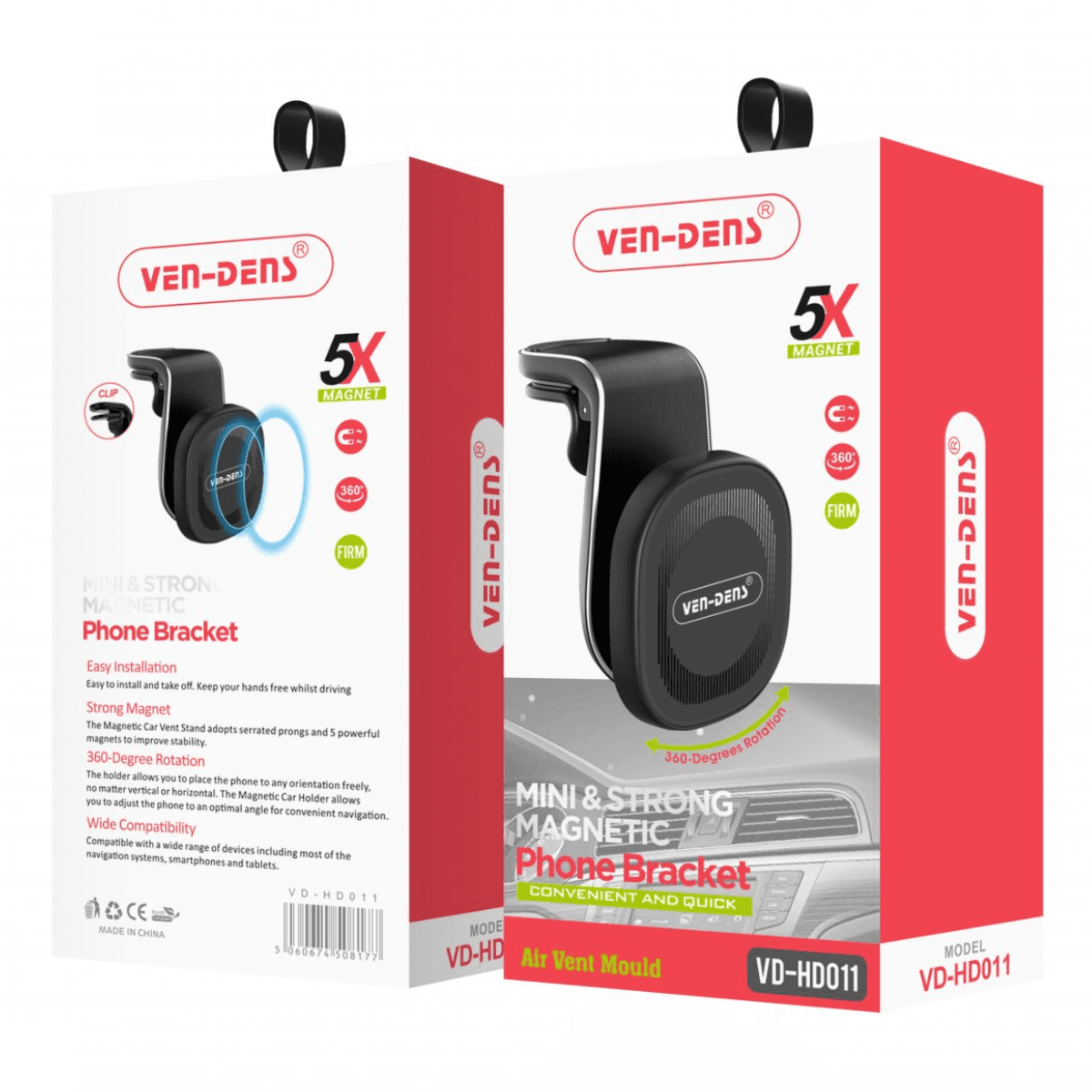 Magnetic Car Phone Holder – Clip Type with 360° Rotation | VD-HD011 - Image 2