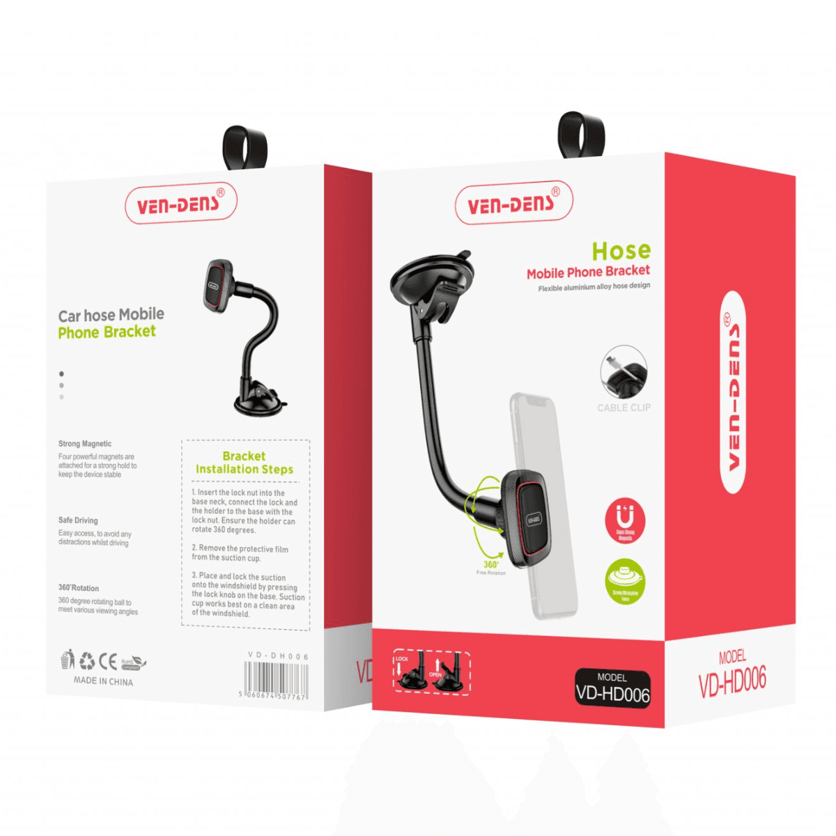 Car Phone Holder with Long Hose – Strong Suction & 360° Rotation | VD-HD006 - Image 2