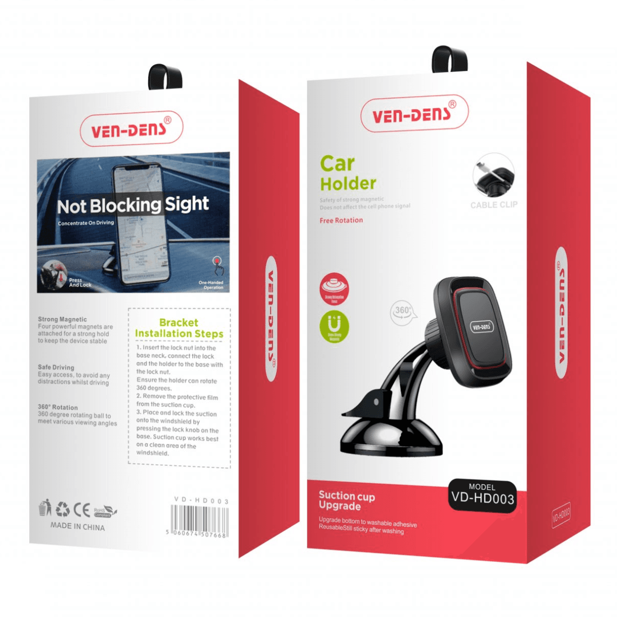 Car Phone Holder 360° Rotation – Strong Magnetic & Secure Suction Cup | VD-HD003 - Image 2