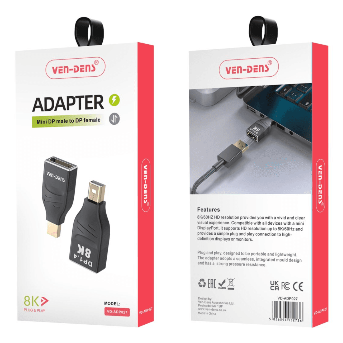 Sturdy & Durable 8K DisplayPort Adapter – High-Quality Extension for Ultra HD Connectivity | VD-ADP027 - Image 2