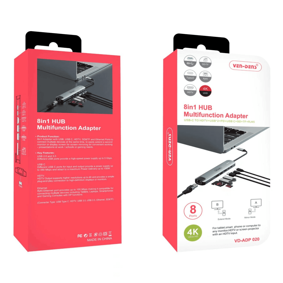 8-in-1 USB-C Multifunction Adapter – Ultimate Connectivity Hub | VD-ADP020 - Image 2
