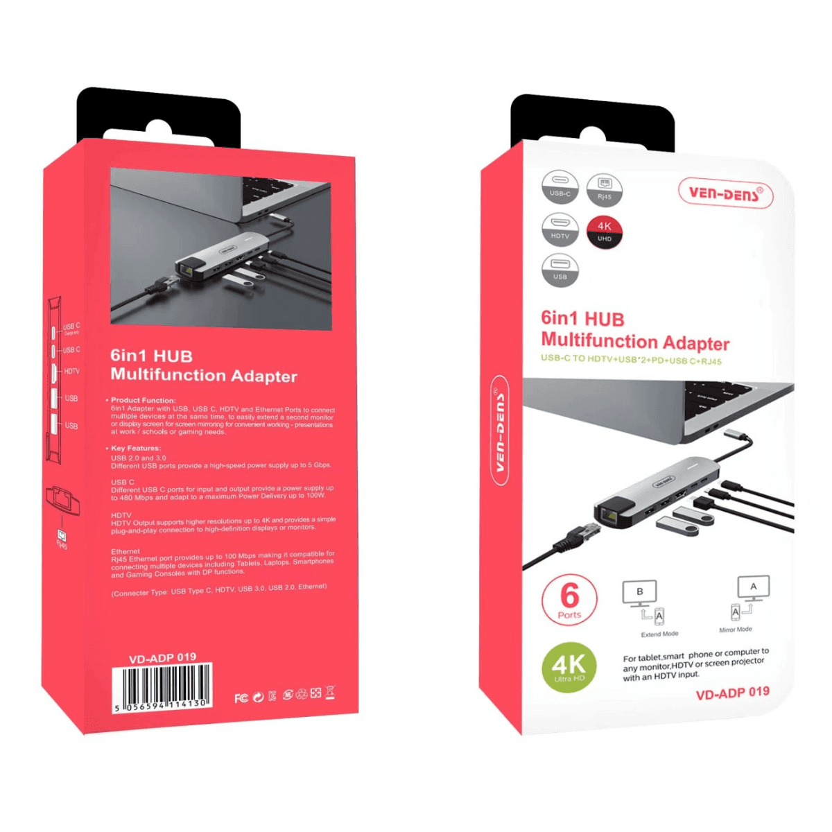 6-in-1 USB-C Multifunction Adapter – High-Speed Connectivity Hub | VD-ADP019 - Image 2