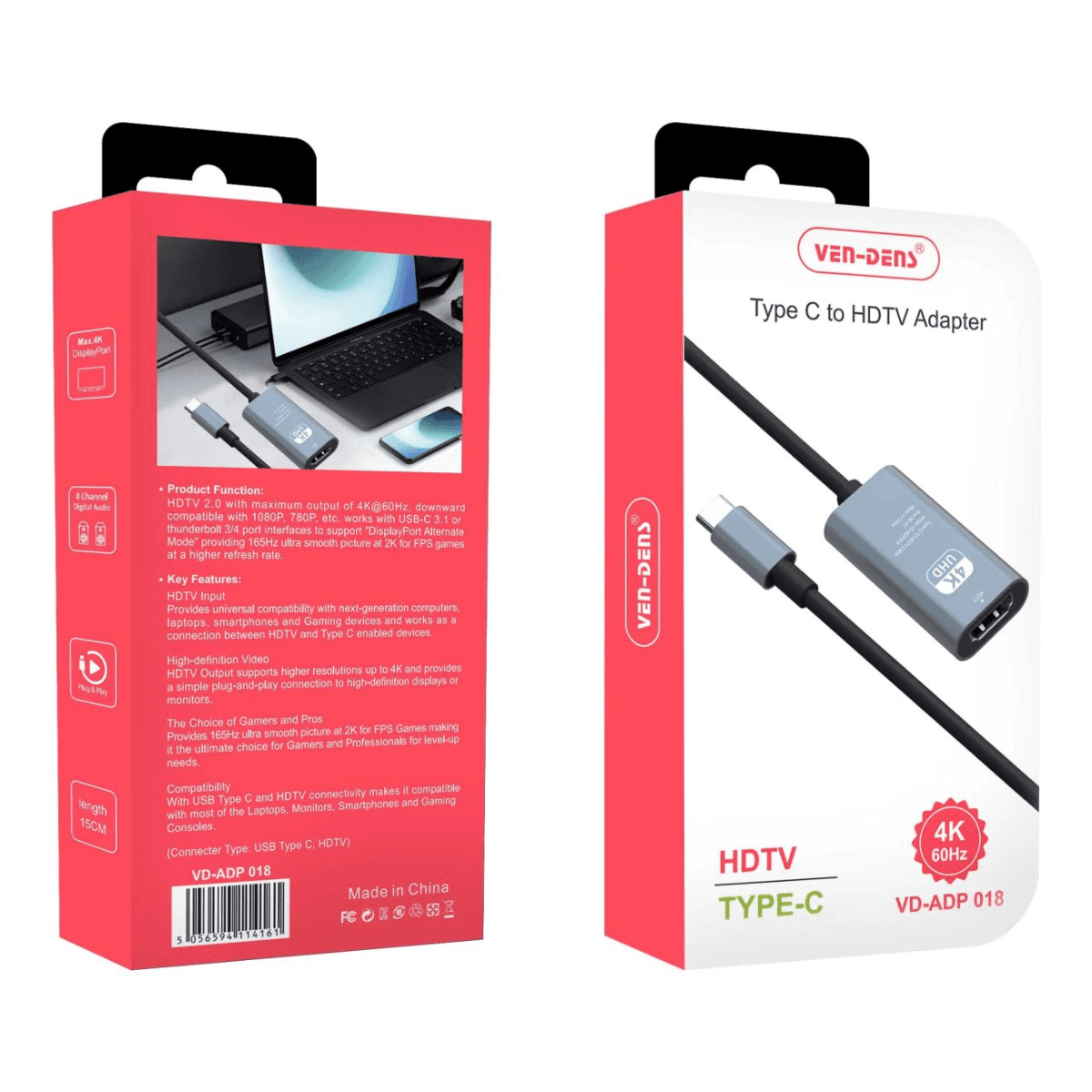 Type-C to HDTV Adapter – 4K High-Resolution Display Solution | VD-ADP018 - Image 2