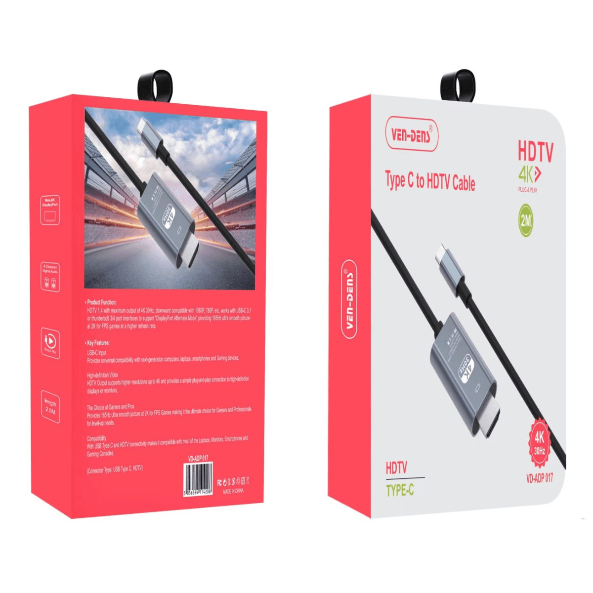Type-C to HDTV Cable (2M) – High-Resolution 4K Display Connection | VD-ADP017 - Image 2