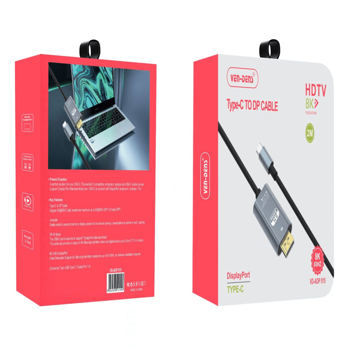 Type-C to DisplayPort (DP) Cable (2M) – Seamless 4K UHD Connectivity | VD-ADP015 - Image 2