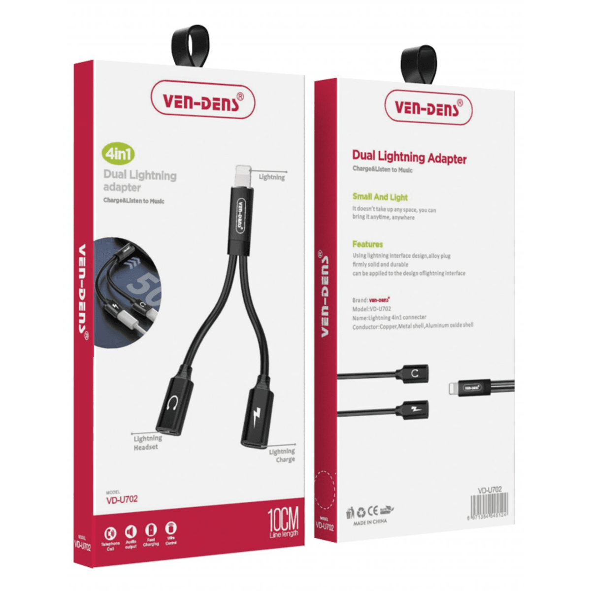 Dual Lightning Adapter (10cm) – Charge & Listen Simultaneously | VD-U702 - Image 2