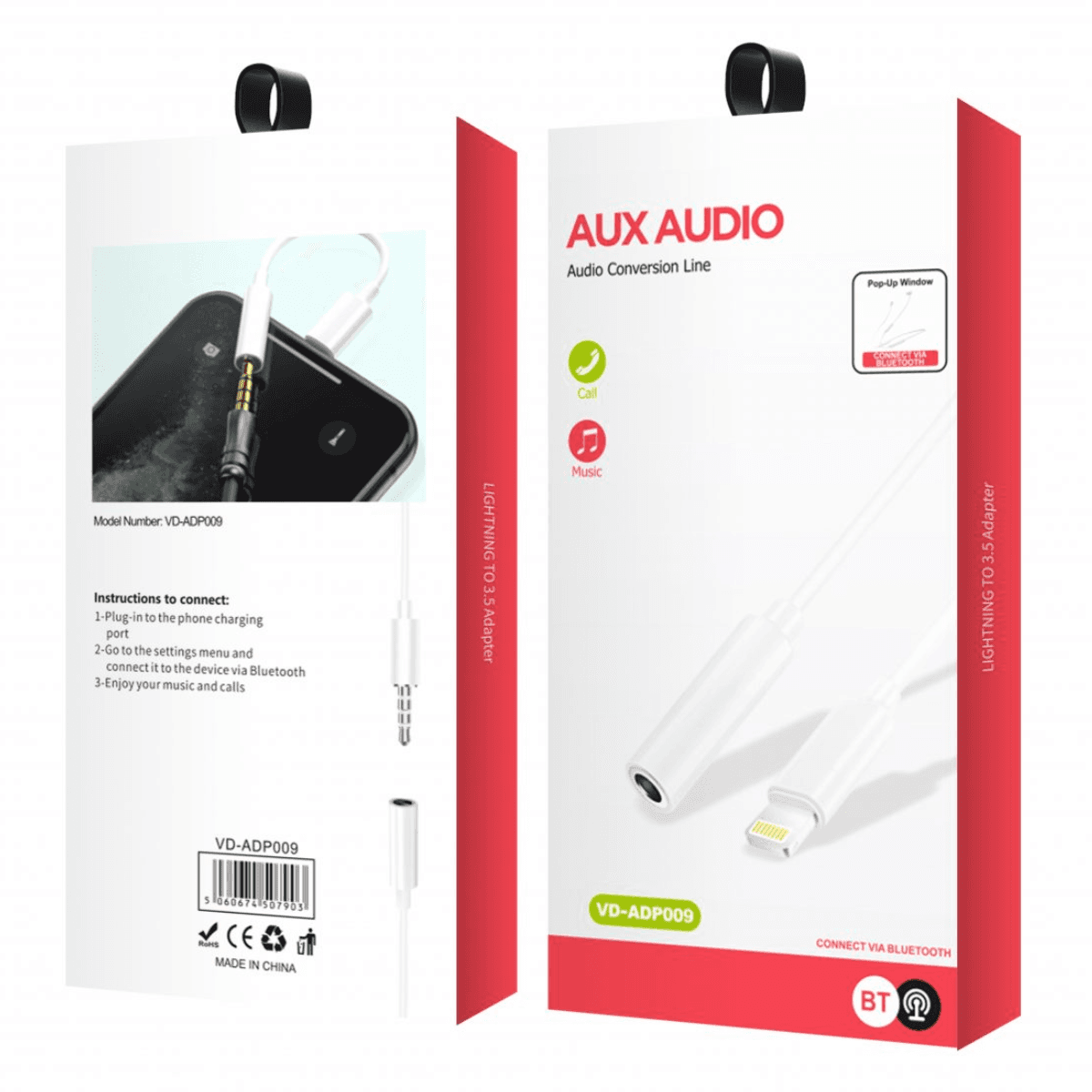 Lightning to 3.5mm Connector Adapter – Seamless Audio Experience | VD-ADP009 - Image 2