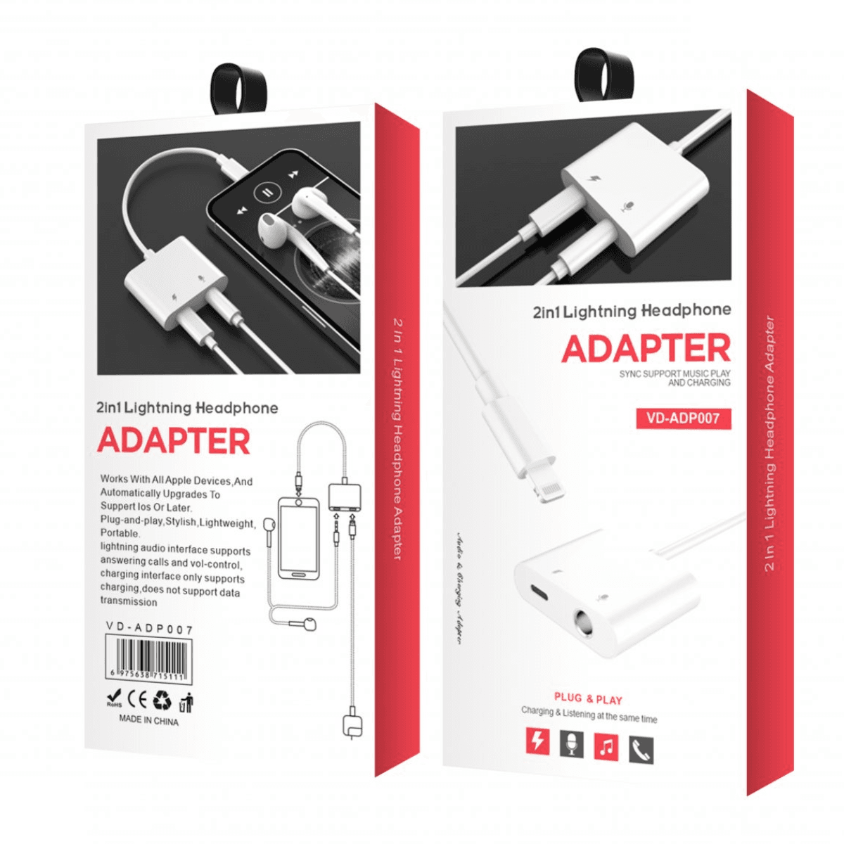 2 in 1 Lightning to Headphone Adapter with Charging Port – Charge & Listen Simultaneously | VD-ADP007 - Image 2