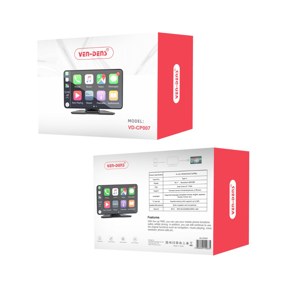 In-Car Infotainment CarPlay Type-C IPS 7″ Display | VD-CP007 - Image 2