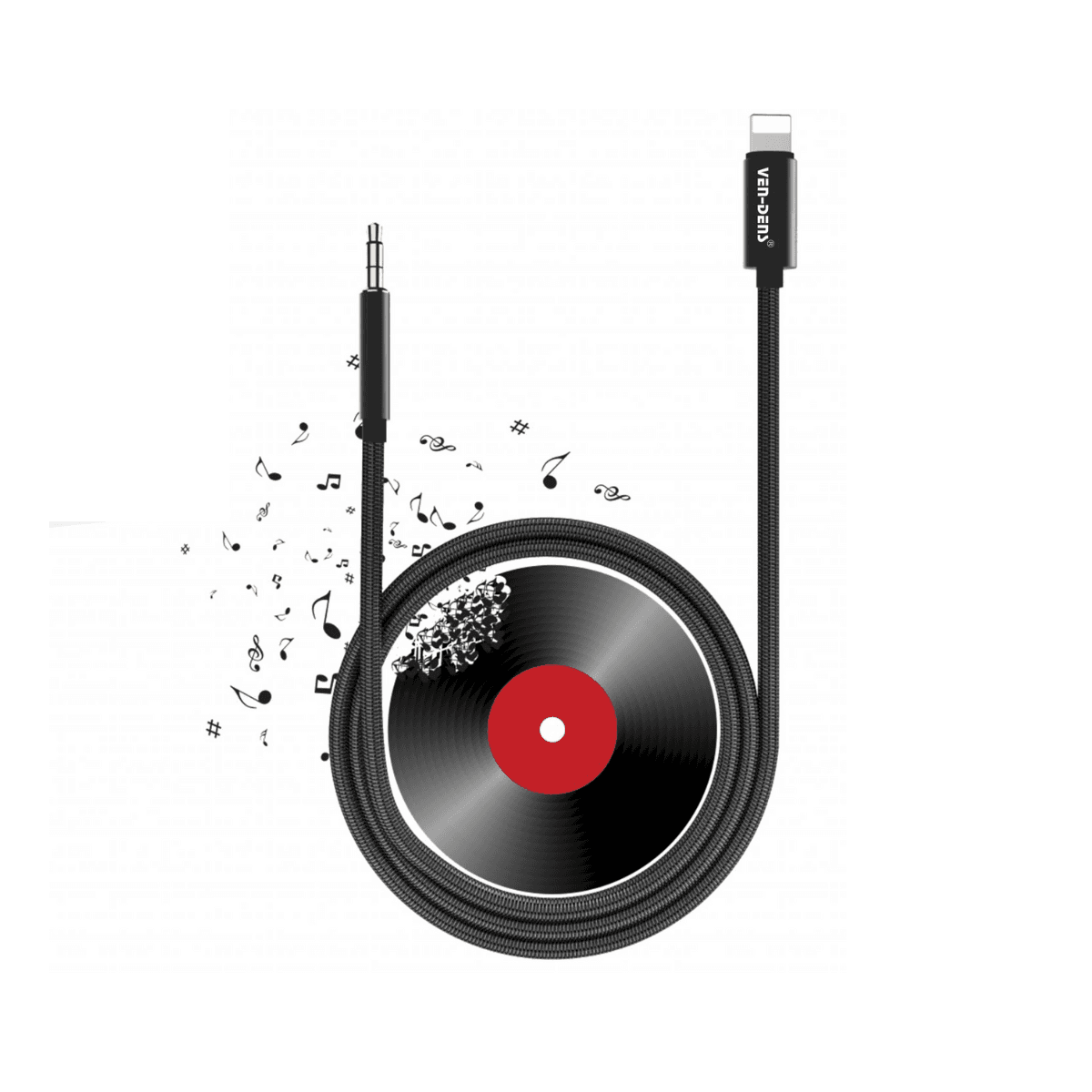 Lightning to AUX 3.5mm Nylon Cable (1M) – Seamless Audio Connectivity | VD-303 - Image 1