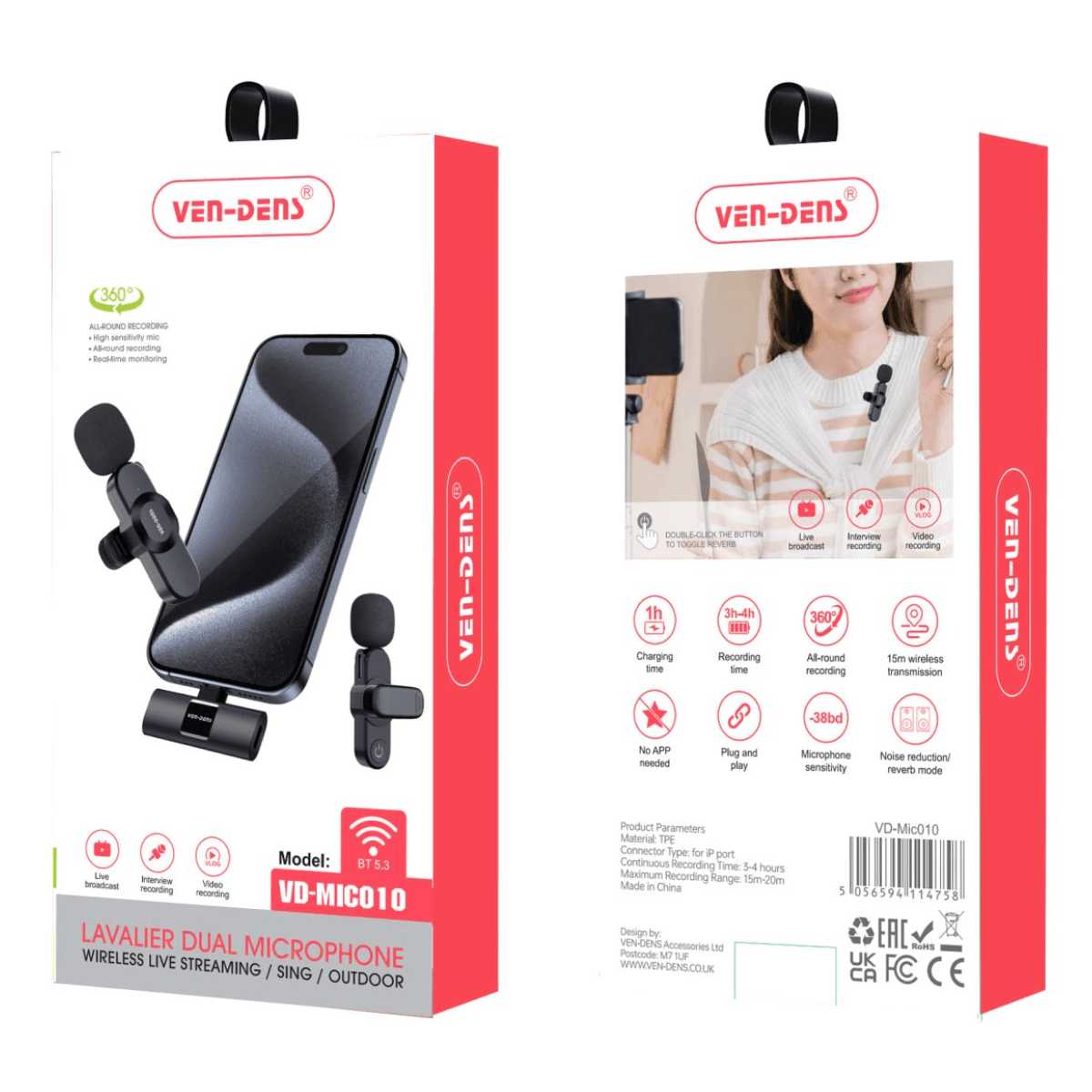 Wireless Dual Microphone - Lightning Plug | VD-MIC010 - Image 2
